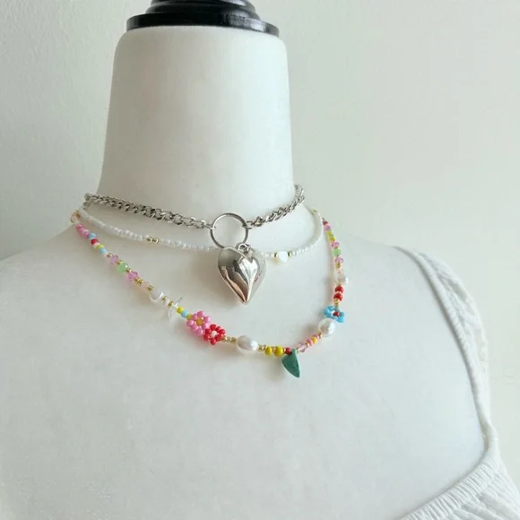 Y2K indie coquettes beads colourful mutlticoloured choker necklace - Picture 4 of 4